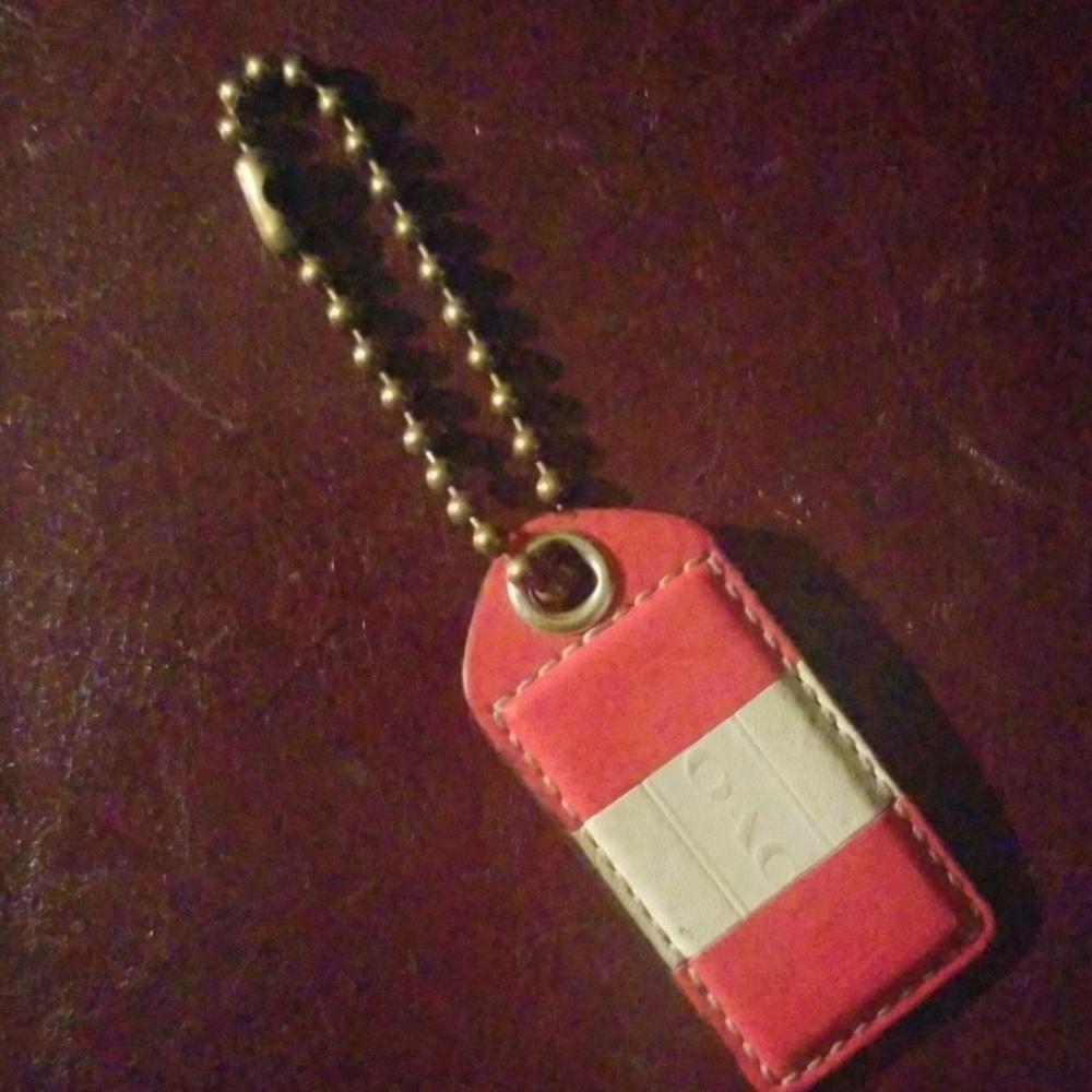 Leather red & white Authentic Coach Key Fob